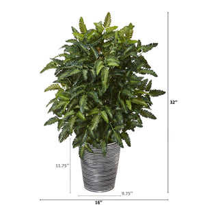 32” Bracken Fern Artificial Plant in Decorative Tin Planter
