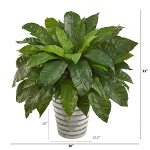 33” Bird’s Nest Fern Artificial Plant in Tin Bucket