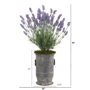 33” Lavender Artificial Plant in Decorative Metal Planter