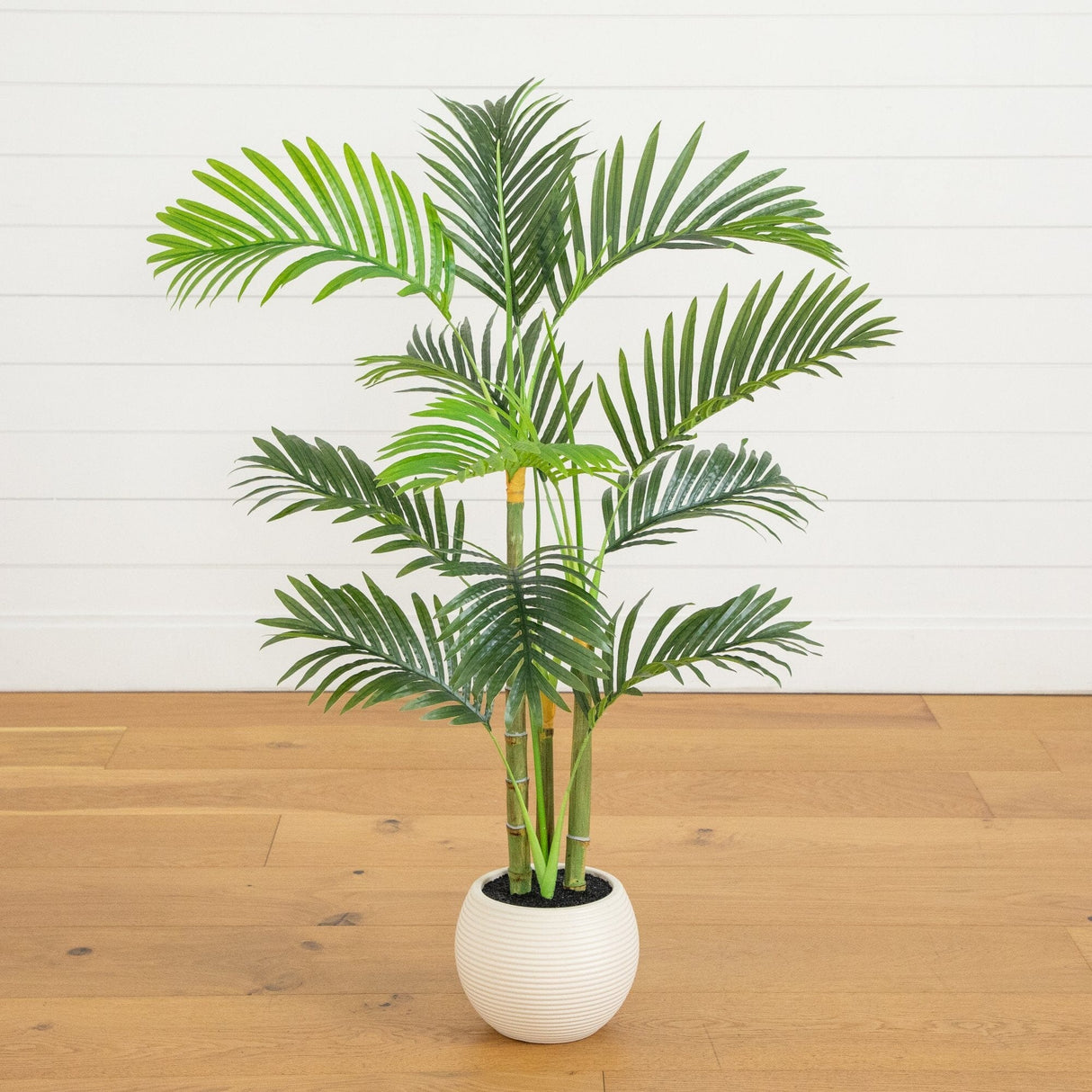 3.5' Artificial Areca Palm Tree in White Round Planter