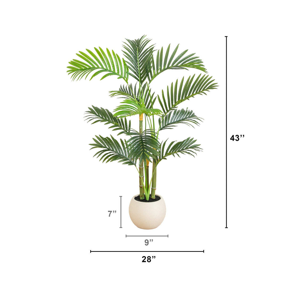 3.5' Artificial Areca Palm Tree in White Round Planter