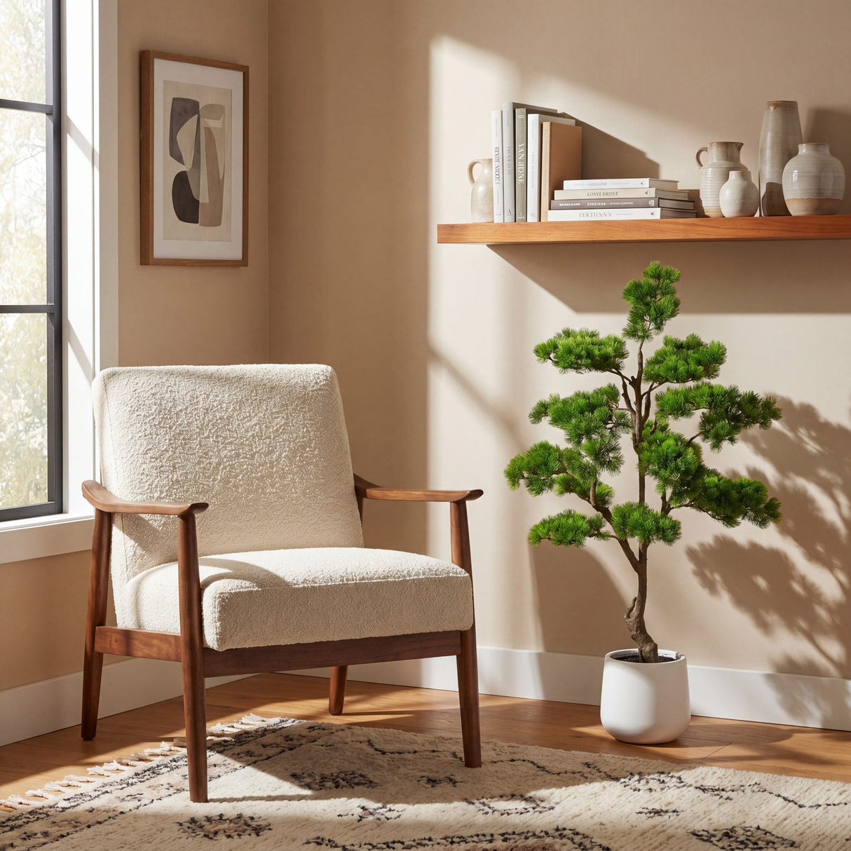 3.5' Artificial Bonsai Style Cedar Tree in Decorative White Planter