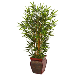 3.5’ Bamboo Tree in Wooden Decorative Planter