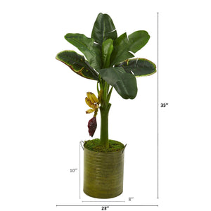 35” Banana Artificial Tree in Green Planter