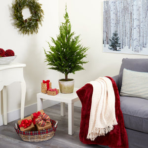 3.5’ Cedar Pine “Natural Look” Artificial Tree in Decorative Planter