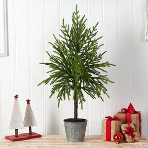 35” Christmas Artificial Tree in Decorative Planter