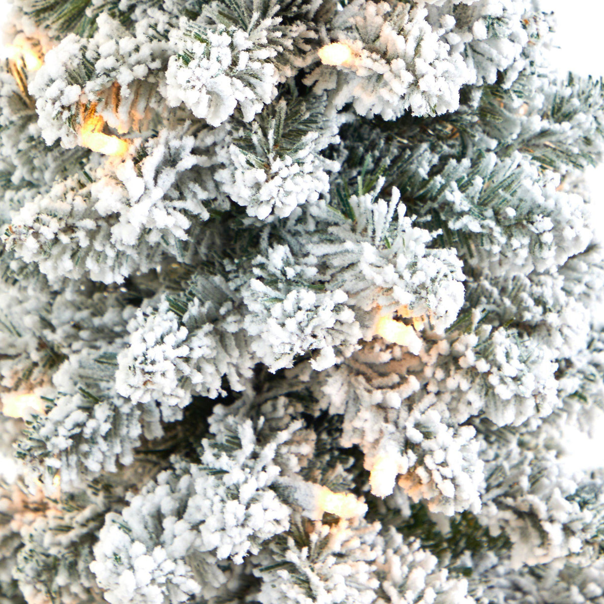 3.5’ Flocked Pencil Artificial Christmas Tree with 50 Clear Lights and 132 Bendable Branches in Sand Colored Urn