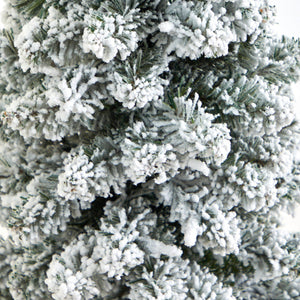 3.5’ Flocked Pencil Artificial Christmas Tree with 50 Clear Lights and 132 Bendable Branches in Sand Colored Urn