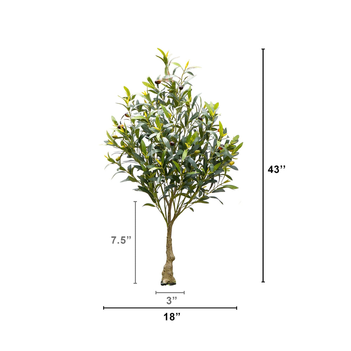 3.5' UV Resistant Artificial Olive Bush with Integrated Ground Stake (Indoor/Outdoor)