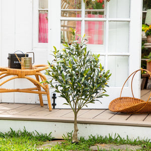 3.5' UV Resistant Artificial Olive Bush with Integrated Ground Stake (Indoor/Outdoor)