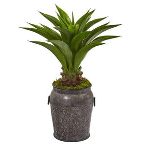 37” Agave Artificial Plant in Metal Planter
