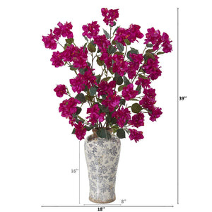 39” Bougainvillea Artificial Arrangement in Decorative Vase