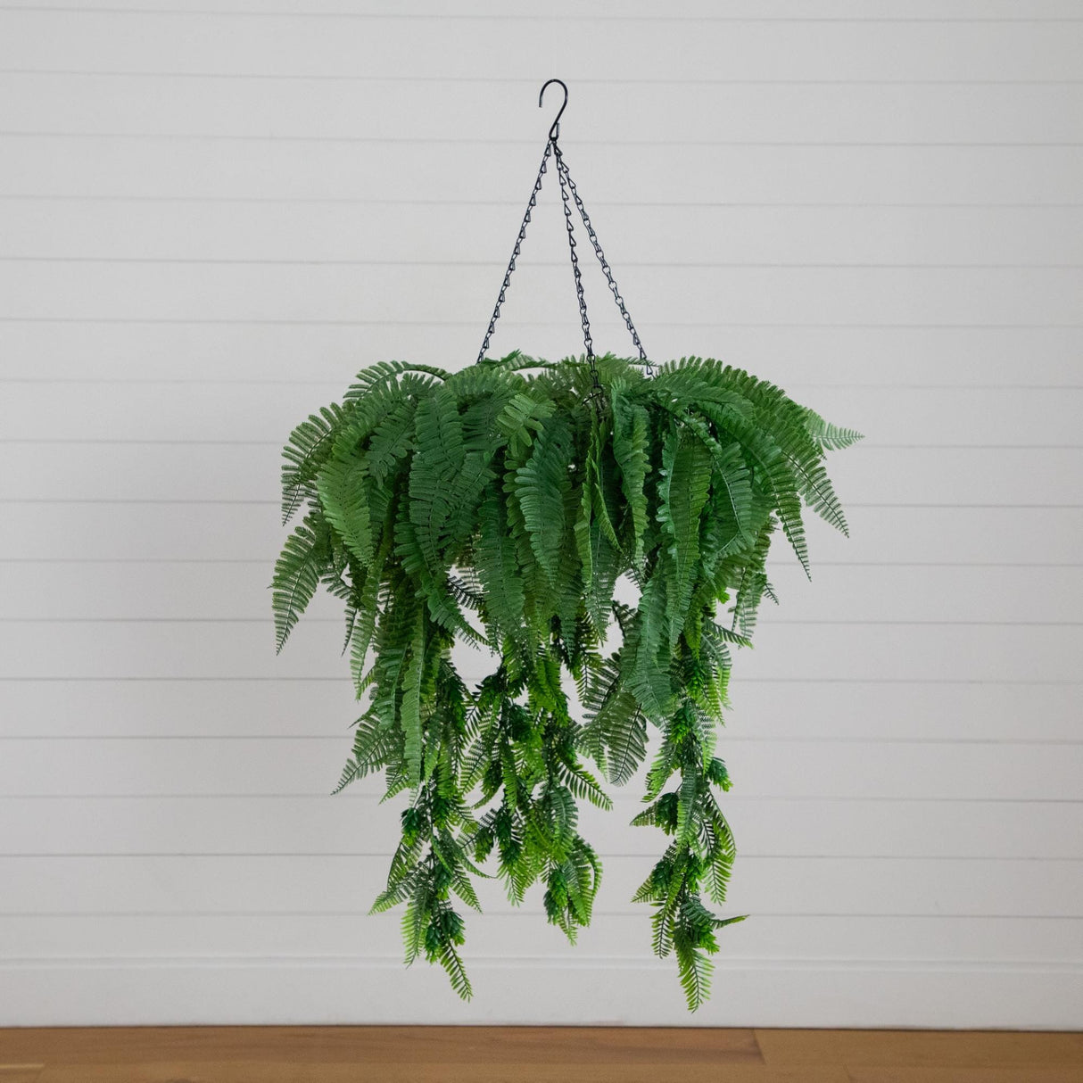 39” UV Resistant Artificial Mixed Ferns Plant in Hanging Ring (Indoor/Outdoor)