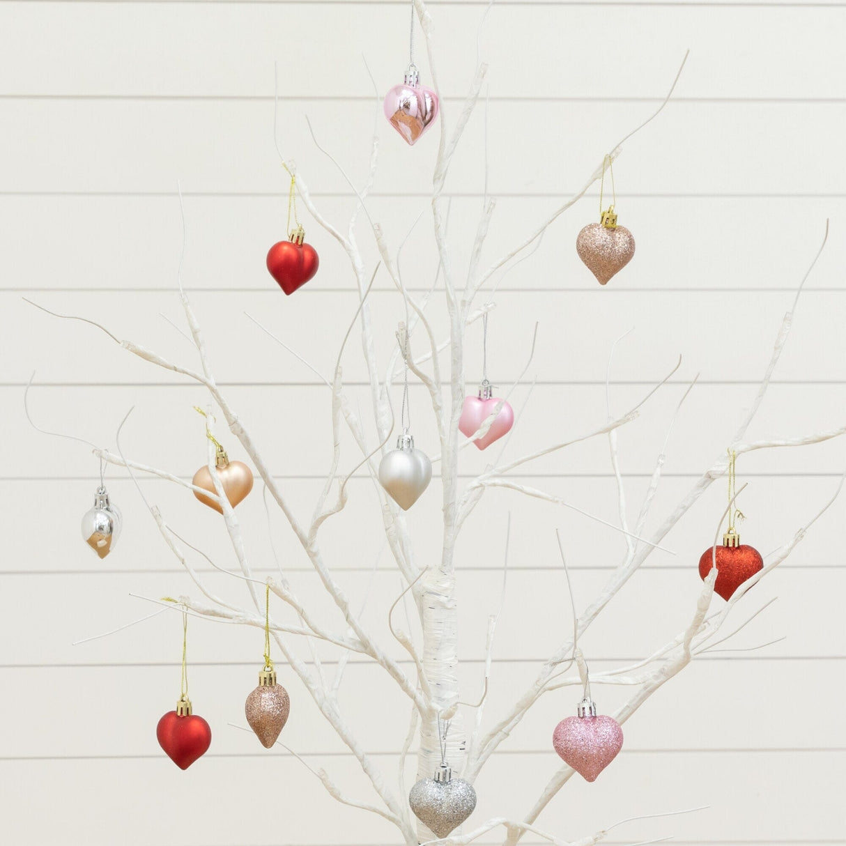 3' Pre-Lit Artificial Valentine's Day Twig Tree with 12 Warm White LED Lights and Heart Ornaments