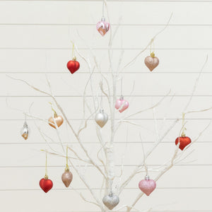 3' Pre-Lit Artificial Valentine's Day Twig Tree with 12 Warm White LED Lights and Heart Ornaments
