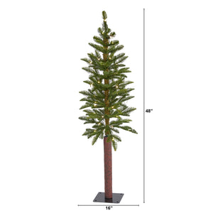 4’ Alaskan Alpine Artificial Christmas Tree with 50 Clear Microdot (Multifunction) LED Lights and 56 Bendable Branches