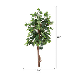 4’ Artificial Double Trunk Ficus Tree (No Pot)