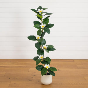 4’ Artificial Minimalist Magnolia Tree in Decorative Planter