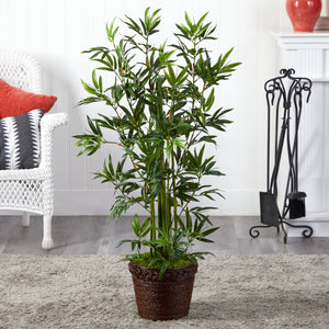 4’ Bamboo Tree in Coiled Rope Planter