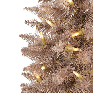 4’ Champagne Pencil Artificial Christmas Tree with 150 (multifunction) Clear LED Lights