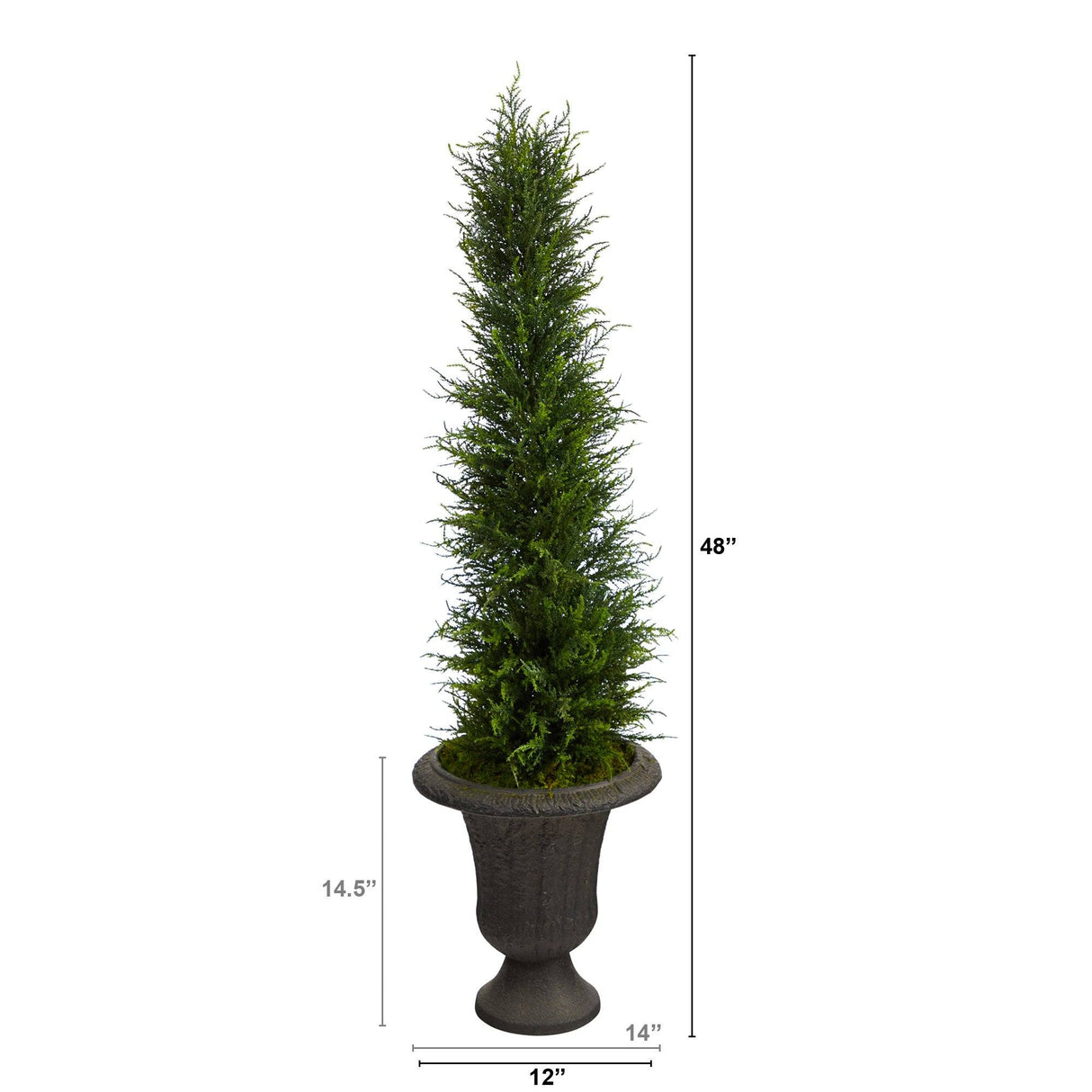 4’ Cypress Artificial Tree in Charcoal Urn UV Resistant (Indoor/Outdoor)