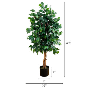 4' Ficus Auriculata Artificial Silk Tree