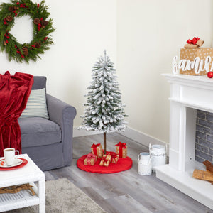 4’ Flocked Alpine Artificial Christmas Tree with 100 Lights and 260 Bendable Branches