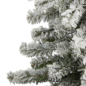 4’ Flocked Alpine Artificial Christmas Tree with 100 Lights and 260 Bendable Branches