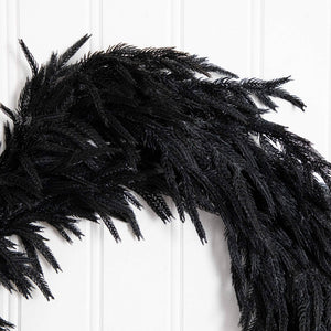 4' Artificial Real Touch Halloween Black Norfolk Island Pine Garland with Natural Look