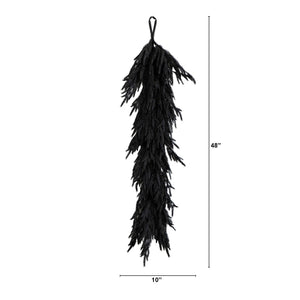 4' Artificial Real Touch Halloween Black Norfolk Island Pine Garland with Natural Look