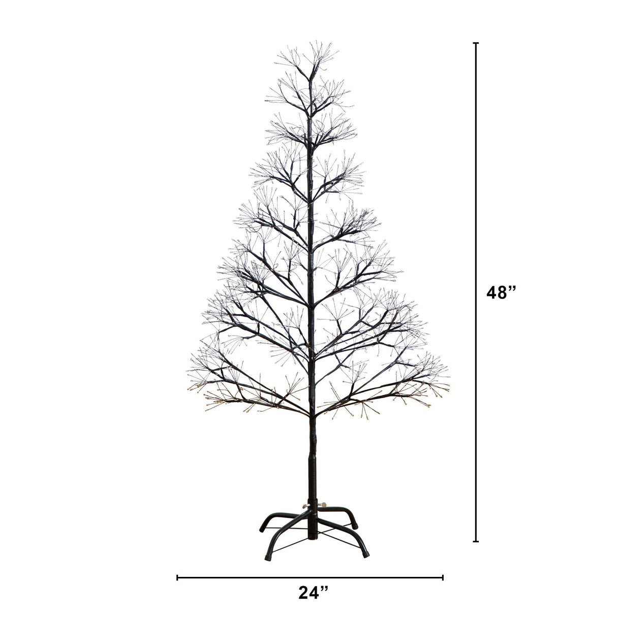 4' Pre-Lit Artificial Halloween Black Starburst Tree with 800 Fairy Warm White LED Lights