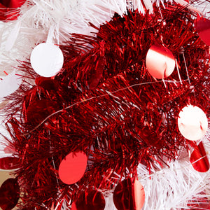 4' Pre-Lit Pop up Red & White Tinsel Christmas Tree with 50 LED Lights
