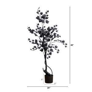 4’ Artificial Halloween Black Maple Tree