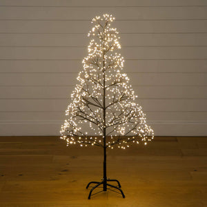 4' Pre-Lit Artificial Halloween Black Starburst Tree with 800 Fairy Warm White LED Lights