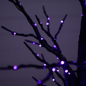 4’ Pre-Lit Artificial Halloween Twig Tree with 240 Orange & Purple LED Lights