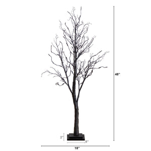 4’ Pre-Lit Halloween Deluxe Black Twig Artificial Tree with 81 Orange & Purple LED Lights
