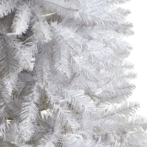 4’ Slim White Artificial Christmas Tree with 100 Warm White LED Lights and 293 Bendable Branches