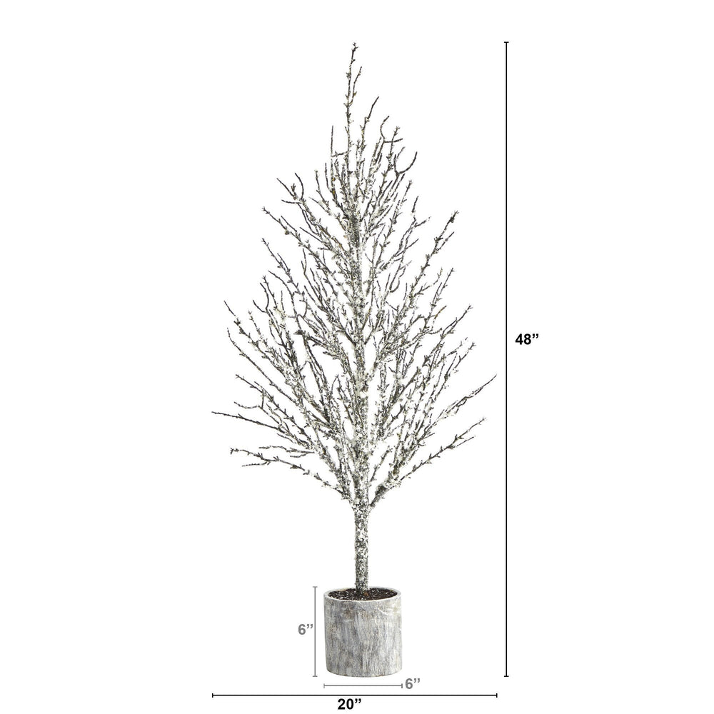 4’ Snowed Twig Artificial Christmas Tree in Decorative Planter