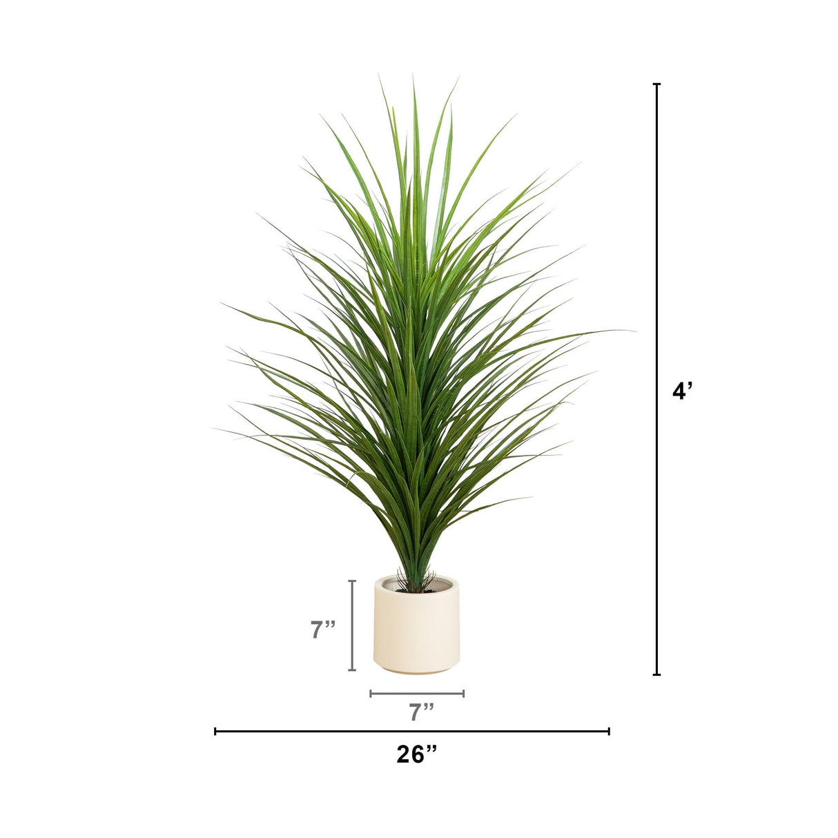 4’ UV Resistant Artificial Grass Plant in White Decorative Planter (Indoor/Outdoor)