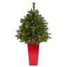 4’ Wyoming Mixed Pine Artificial Christmas Tree with 150 Clear Lights and 270 Bendable Branches in Tower Planter