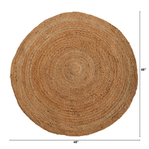 4’ x 4’ Hand Braided Boho Jute Round Rug