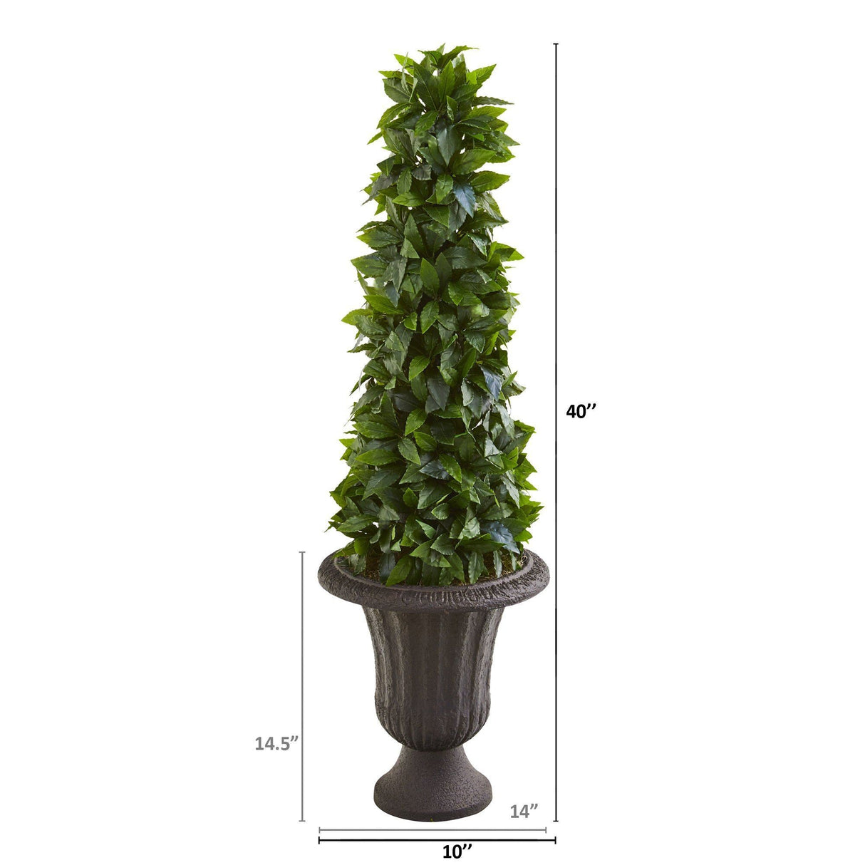40” Sweet Bay Cone Topiary Artificial Tree in Decorative Brown Urn
