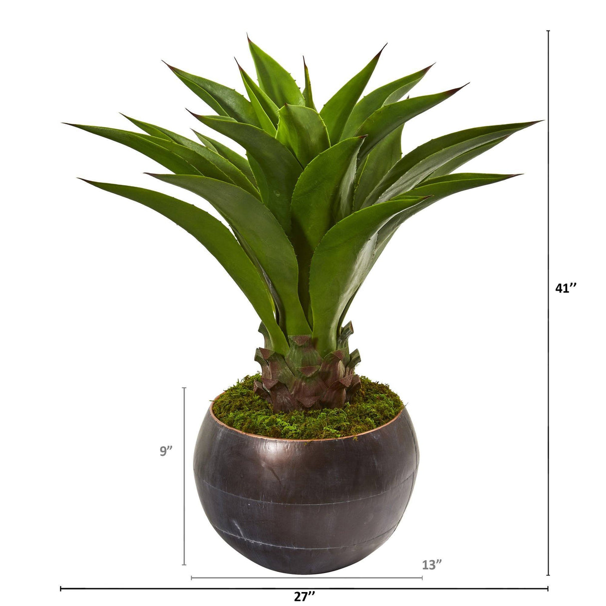 41” Agave Artificial Plant in Decorative Metal Bowl