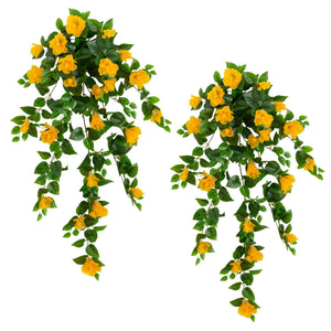 41" UV Resistant Artificial Hibiscus Hanging Plant (Indoor/Outdoor) - Set of 2