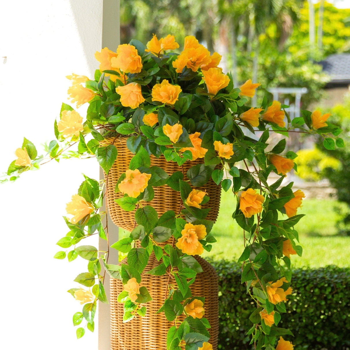 41" UV Resistant Artificial Hibiscus Hanging Plant (Indoor/Outdoor) - Set of 2