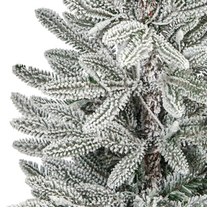 44” Flocked Manchester Spruce Artificial Christmas Tree with 50 Lights and 133 Bendable Branches in White Planter
