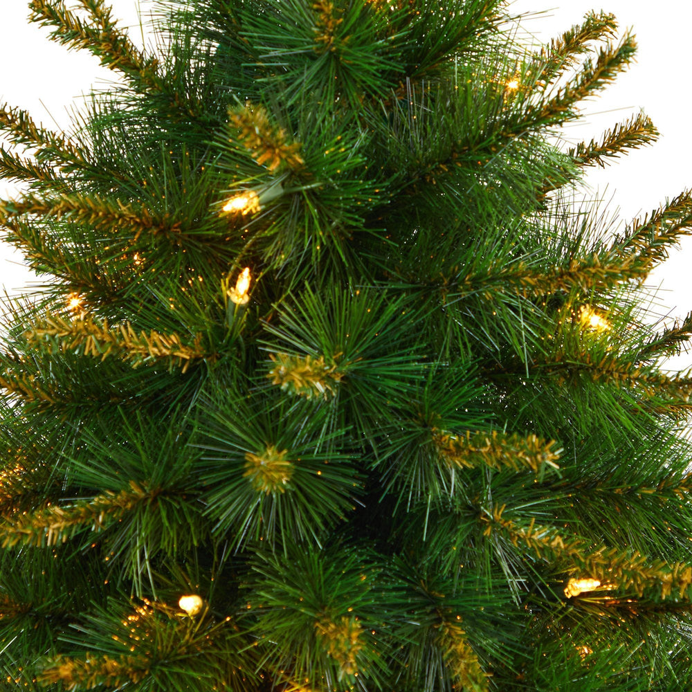 44” New England Pine Artificial Christmas Tree with 50 Clear Lights and 117 Bendable Branches in Decorative Urn