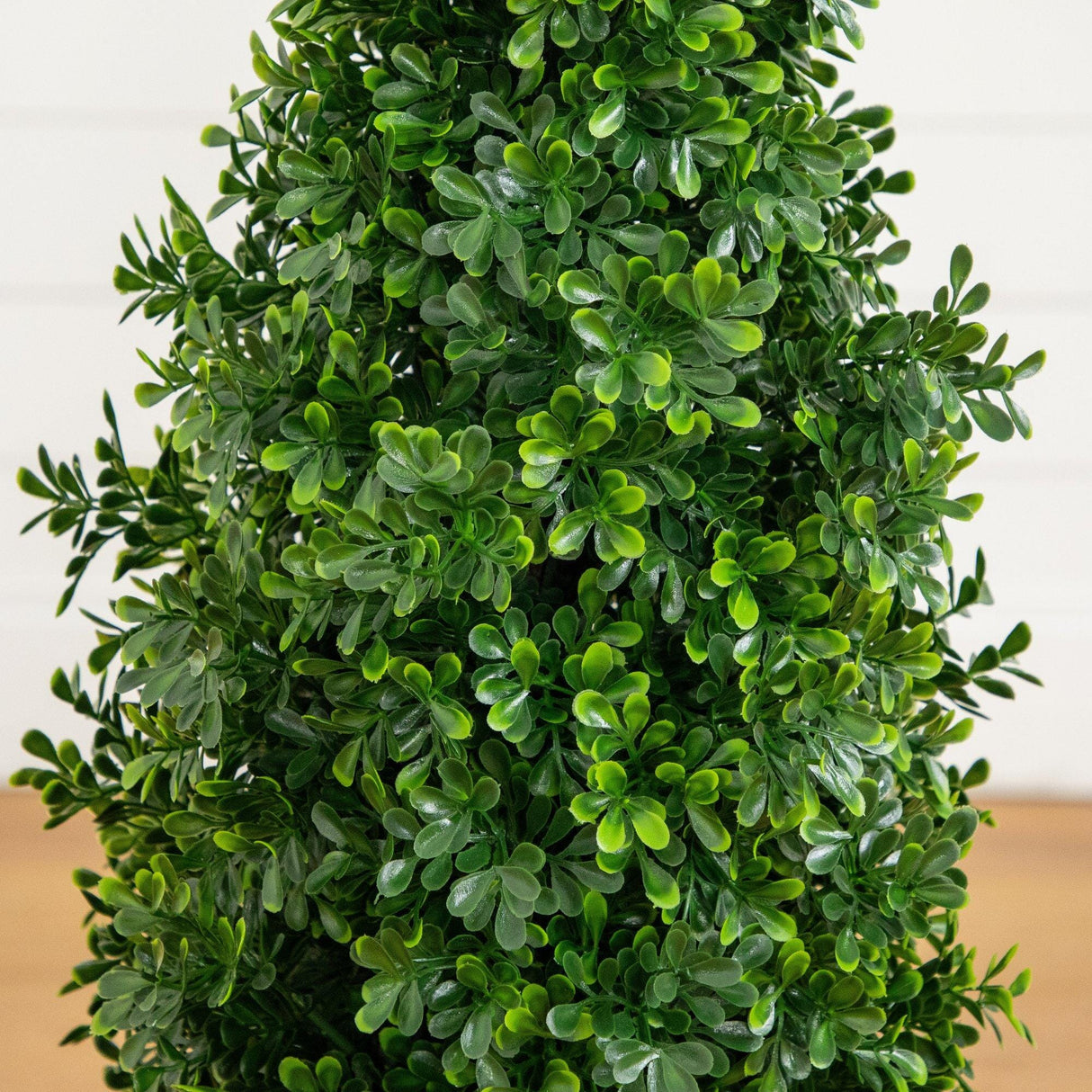 44" UV Resistant Artificial Boxwood Topiary Cone Tree in Decorative White Planter (Indoor/Outdoor)