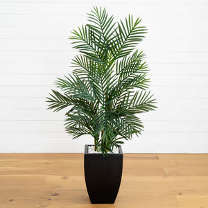 4.5’ Areca Palm Tree with Black Wash Planter UV Resistant (Indoor/Outdoor)