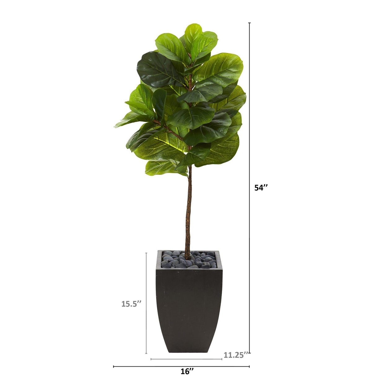 4.5’ Fiddle Leaf Artificial Tree in Black Planter (Real Touch)